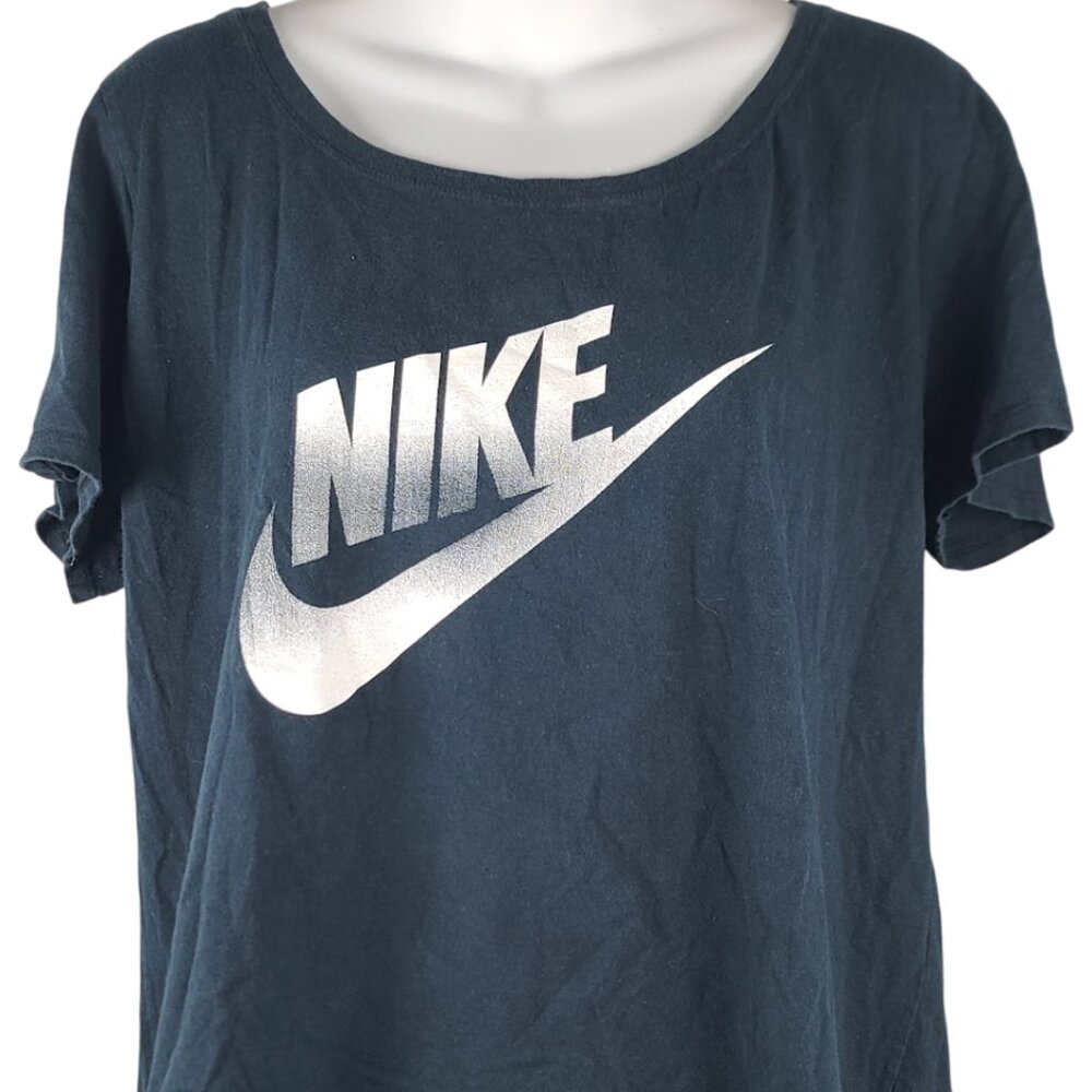 The Nike Tee Women's Black Swoosh Crew Neck Short Sleeve T-Shirt Size XL
